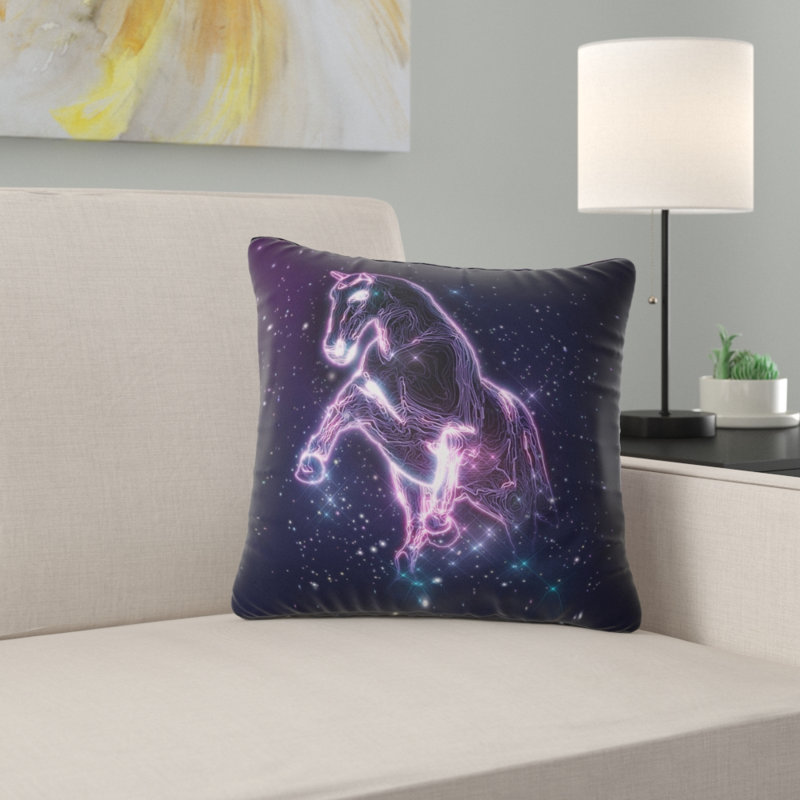 Cheval mauve abstrait - coussin à imprimé animal, 16 po x 1 po, Coussin décoratif