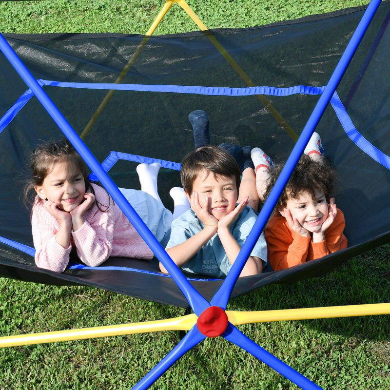 10Ft Geometric Dome Climber Play Centre, Kids Climbing Dome Tower With Hammock