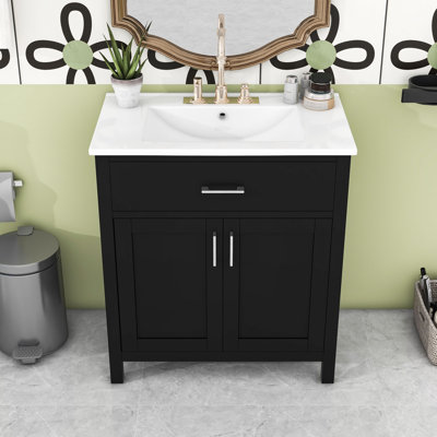 Meuble-lavabo de salle de bain avec lavabo et rangement en céramique