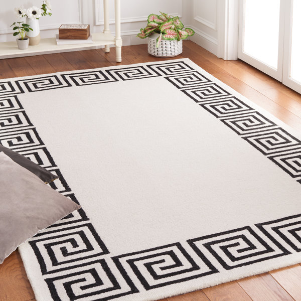 Buy Black With White Greek Carpet Bordered Carpet Modern Online in India 
