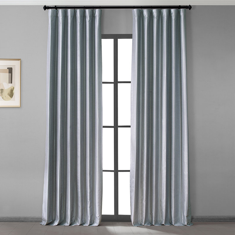 Faux Silk Curtains for Bedroom Blackout Curtains for Living Room Large Window Single Panel Drapes, 50" W x 108" L