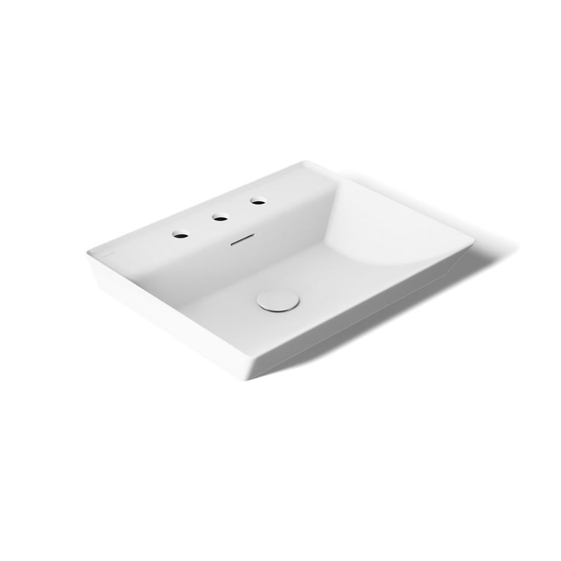 Brazn Rectangle Vessel Bathroom Sink, White, White