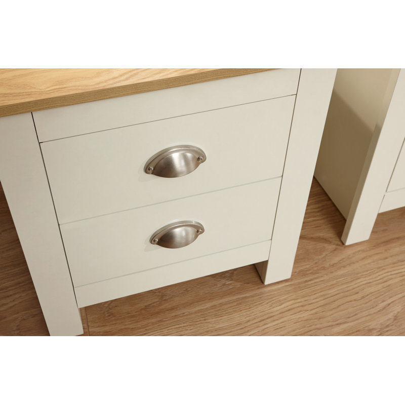 Loretta 45cm W Particle Board / Chipboard Bedside Table, Cream