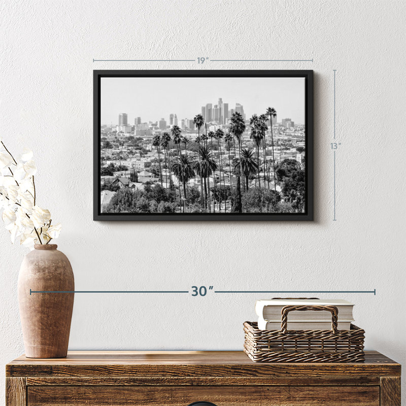 «Black California Los Angeles Skyline III Art mural», H 13 po x l 19 po