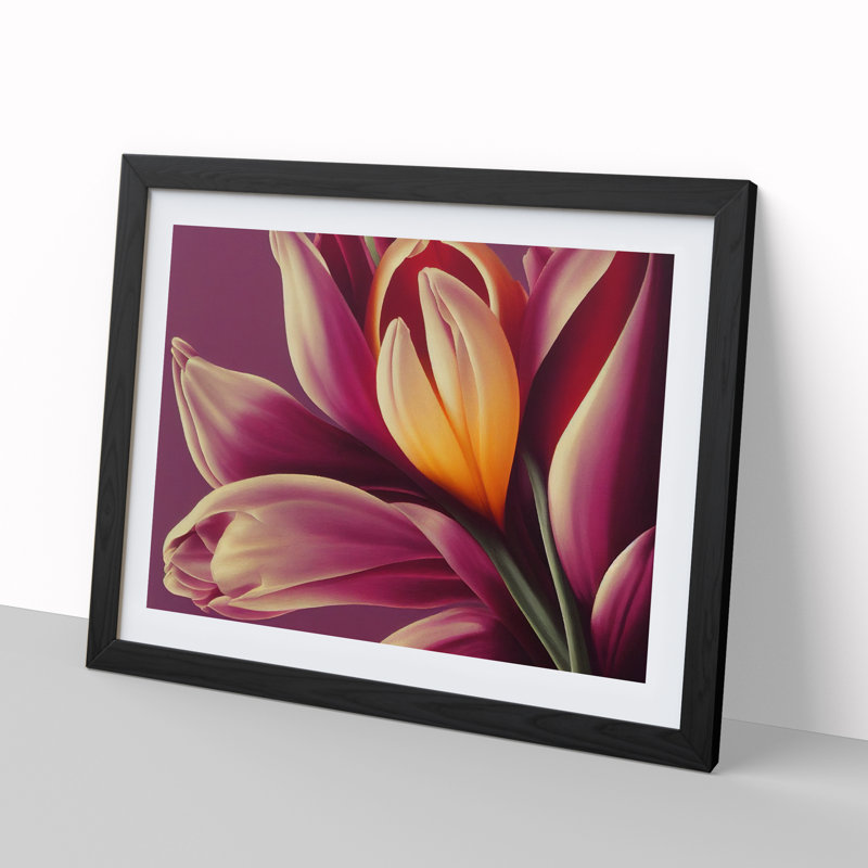 Beaming Flowers - Single Picture Frame Print, 34cm H x 46cm W x 2cm D, Black