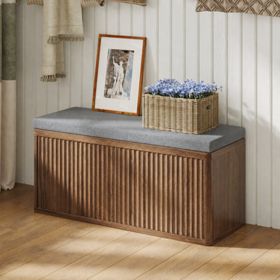 Banc cannelé de rangement pour chaussures avec coussin, banc d'entrée à 2 niveaux avec rangement, armoire à chaussures cachée, bancs d'entrée avec rangement, pour couloir, salon, chambre à coucher