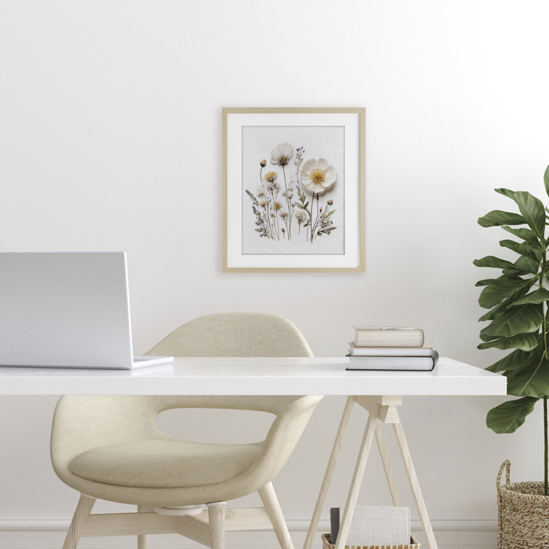 «Pressed Bathroom Botanicals», reproduction sous verre encadrée, design par lettré et doublé, Cadre de récolte en pin