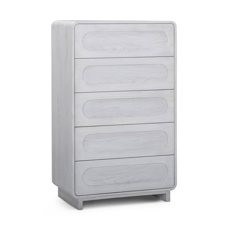Commode 5 tiroirs Tenley Mid-Century, Blanc