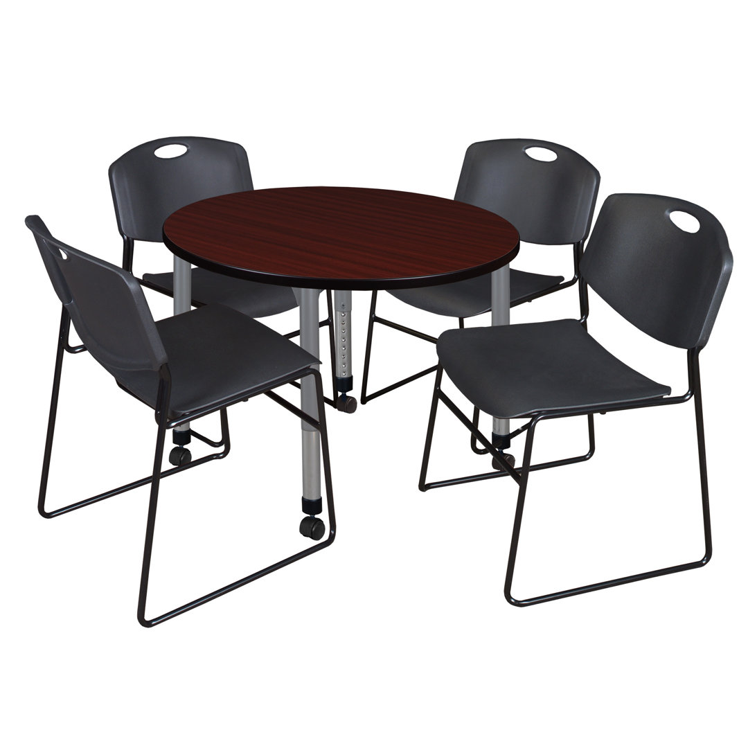 Kee Mobile 90" L Breakroom Table and Chair Set Regency Tabletop 
