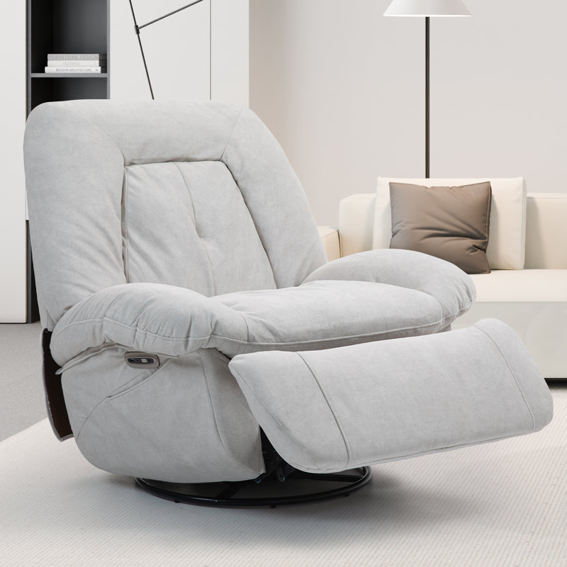 37.79'' Wide Swivel Recliner Chair, Glider Rocking Power Recliner With Massage And Heated, Gray
