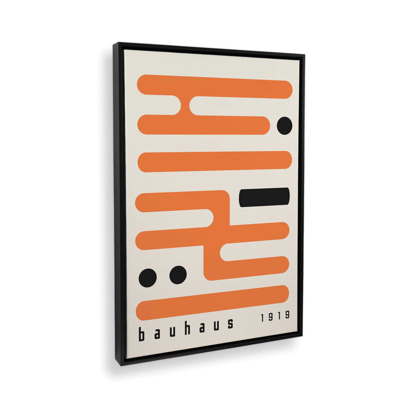 Impression sur toile orange Bauhaus, H 18,75 po x l 12,75 po, Noir satiné