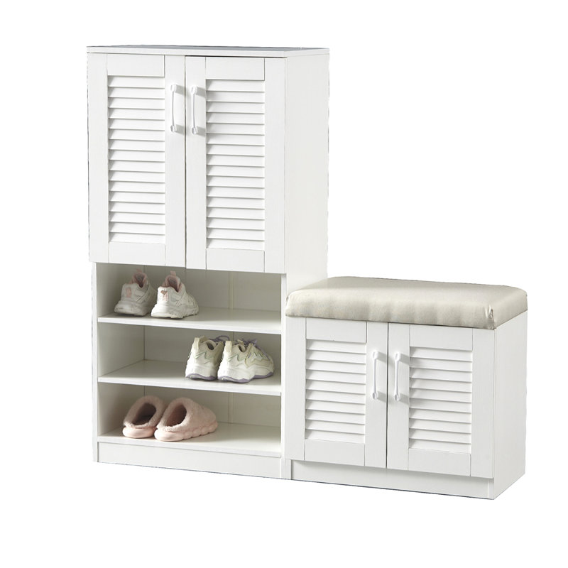 Multi Functional Shoe Storage Cabinet With Bench & 7+3 Storage Compartment, Adjustable Layer Board, Shoe Bench With Cushion For Entryway, Freestanding Shoe Rack For Entryway, Mudroom, Hallway,White