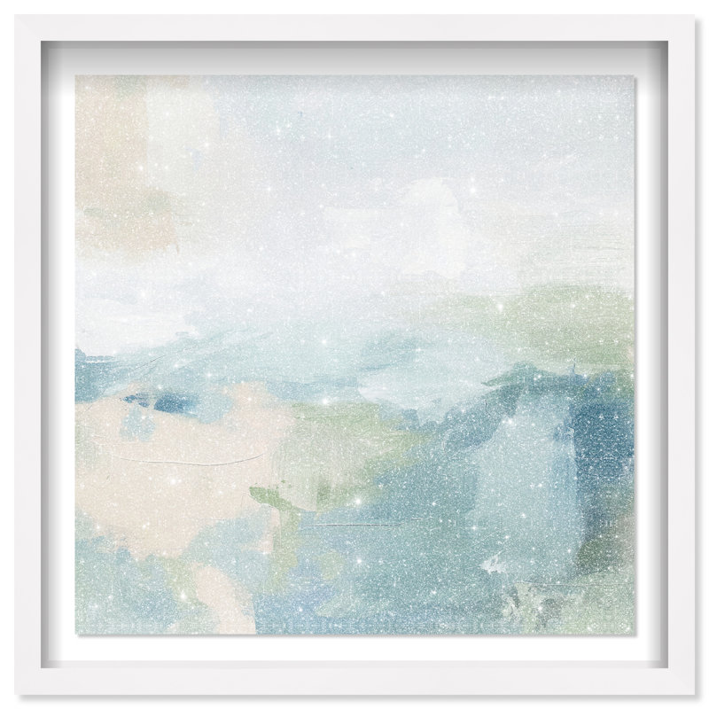 Turquoise Echoes I Shadowbox Abstract Print by Oliver Gal, Black Frame, 12 x 12, 13.5"H x 13.5"W, White Frame