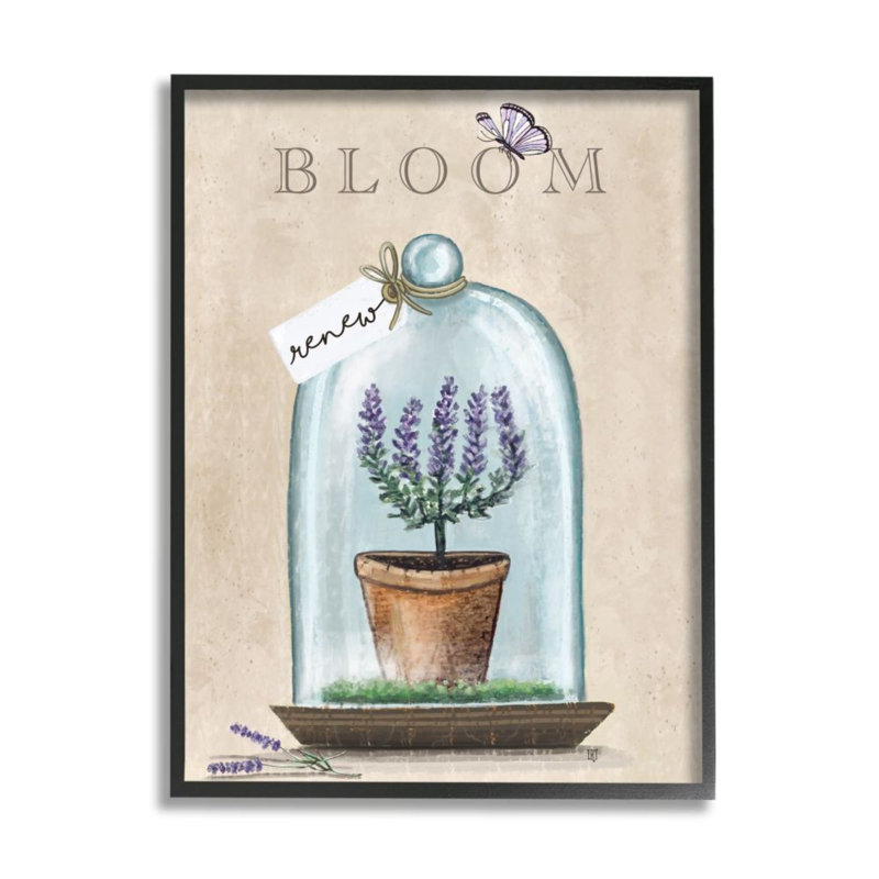 «Bloom and Renew Text Mauve Lavande Cloche» par Elizabeth Tyndall - impression d'art graphique, H 20 po x l 16 po