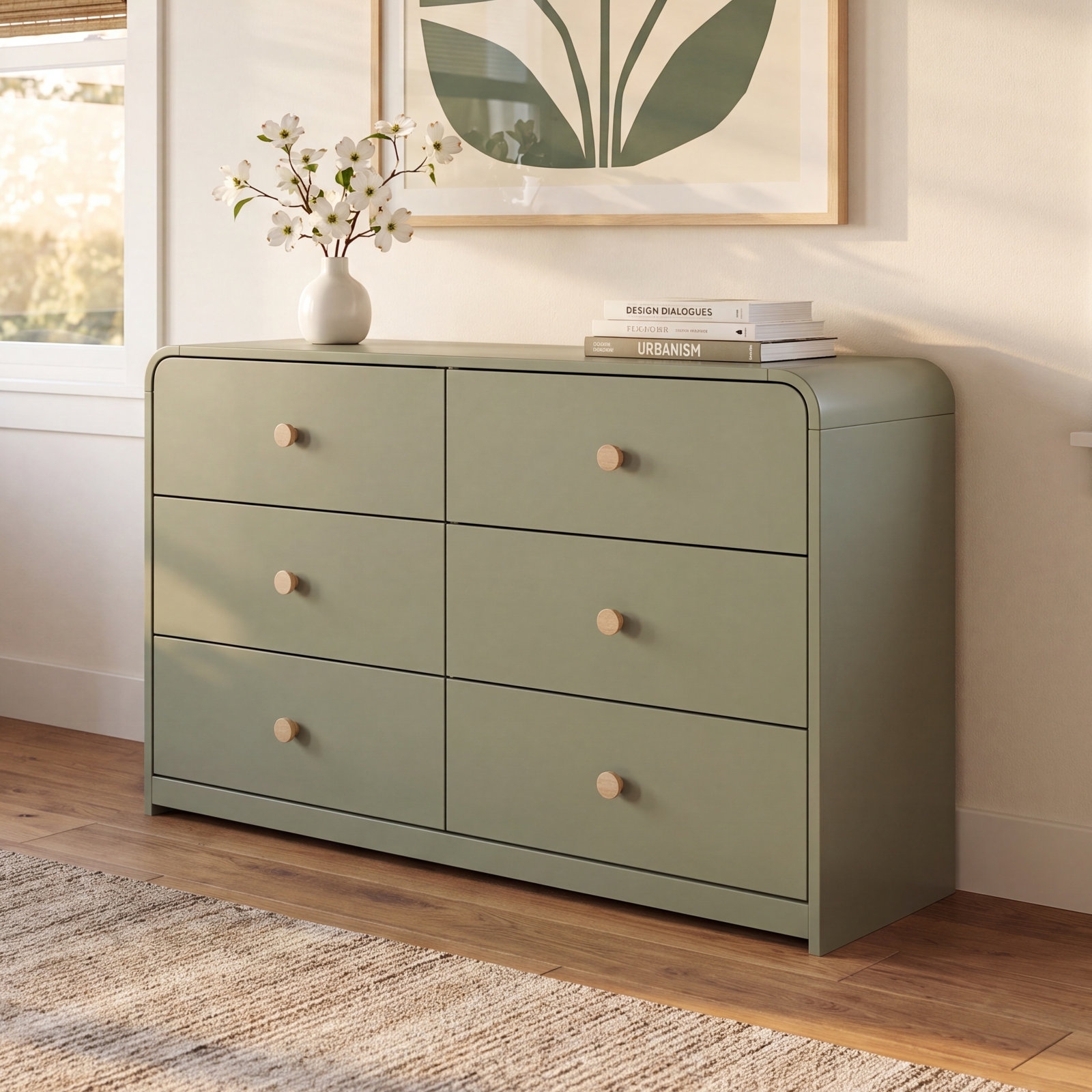 Storkcraft Santos 6 Drawer Dresser, Olive