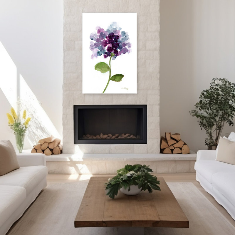 Art contemporain abstrait, art floral délicat, H 48 po x l 32 po