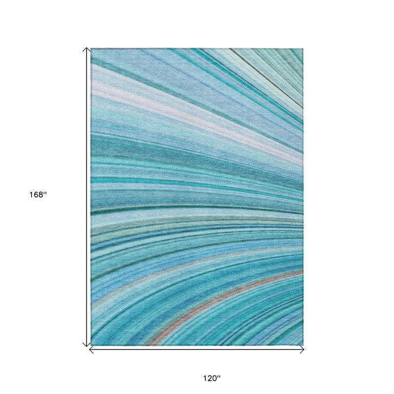 Tapis d'extérieur lavable bleu sarcelle 10 pi x 14 pi bleu turquoise et bleu abstrait