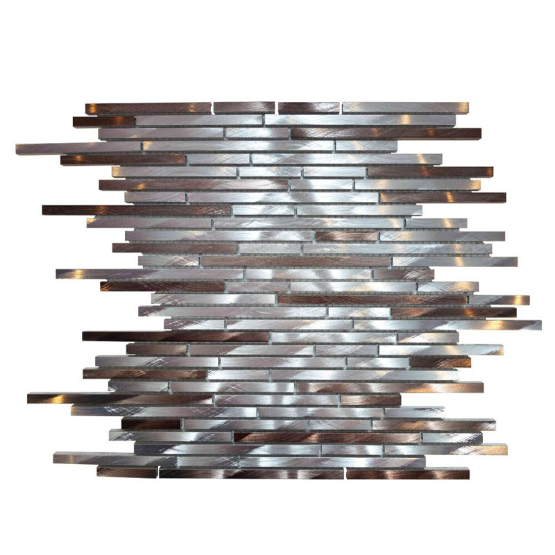 Victory 12" x 12" Metal Glass Linear Mosaic Wall Tile, Brown/Grigio