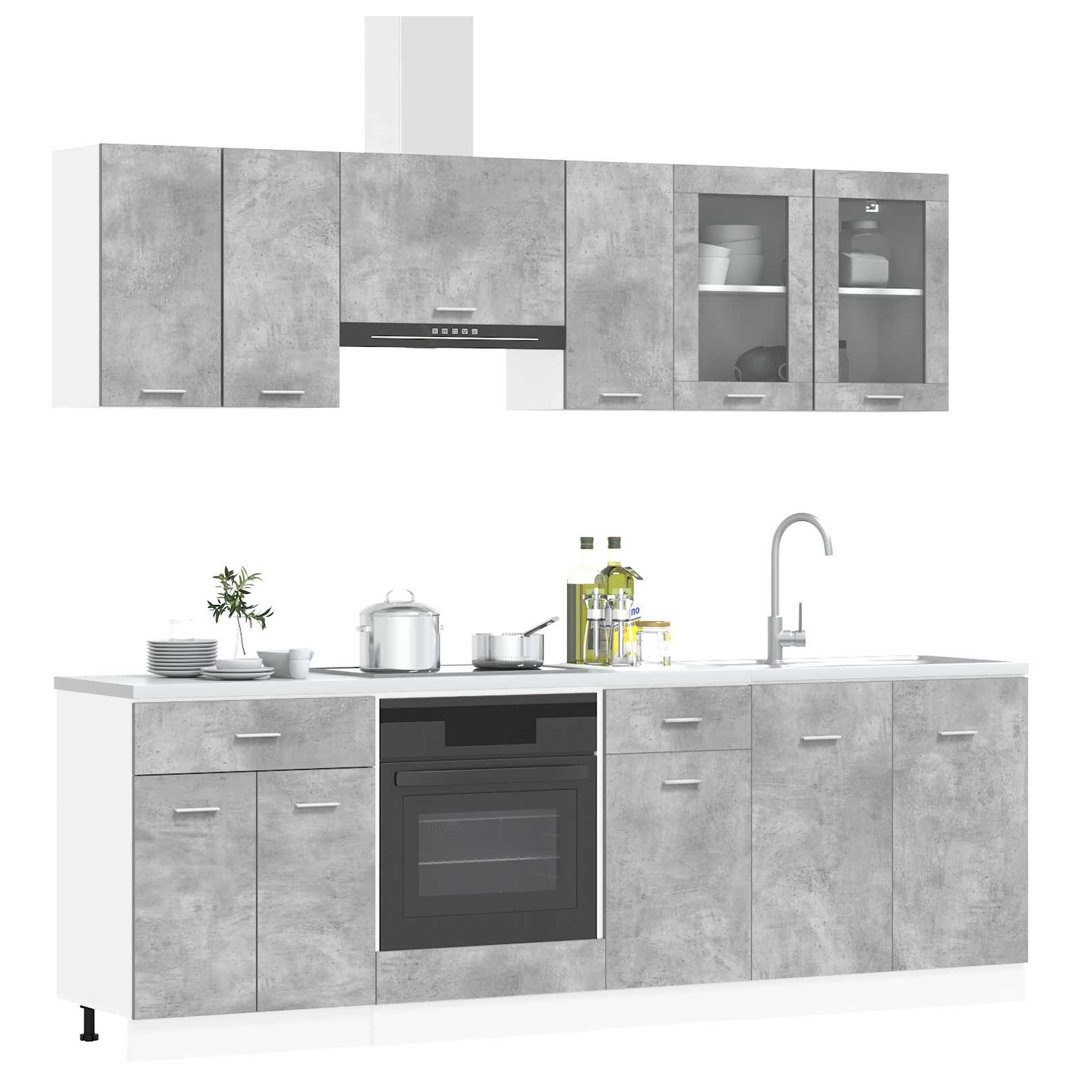 vidaXL 8 Piece Kitchen Cabinet Set Chipboard Storage Cupboard Multi Colours