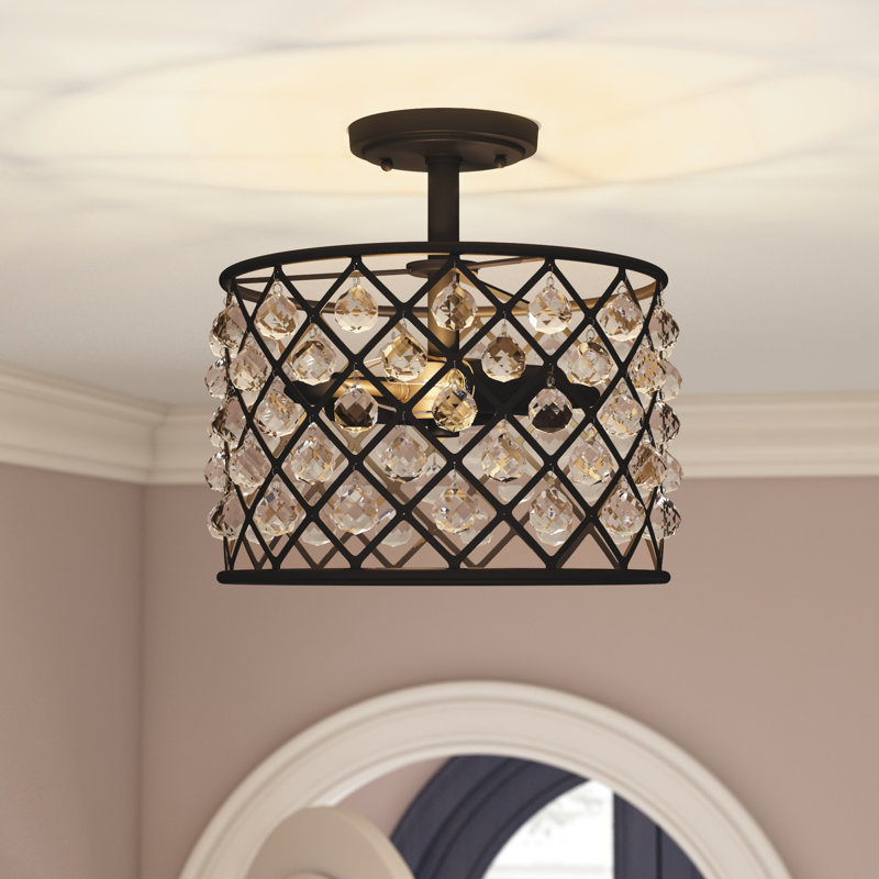 Gabrielle 14.5" Crystal/Metal LED Semi-Flush Mount