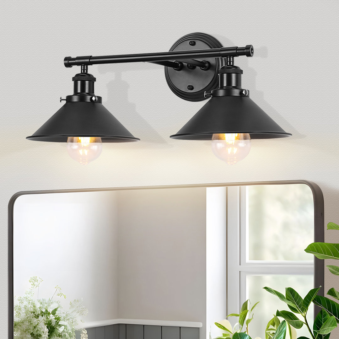 Balfor 2-Light Dimmable Matte Black Vanity Light Laurel Foundry Modern Farmhouse®