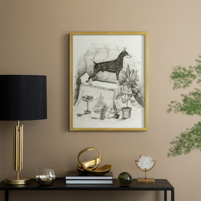 A Gentleman III, reproduction encadrée - bois massif, H 21 po x l 17 po, Doré