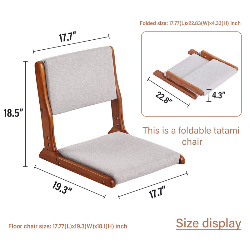 Foldable Tatami Floor Chair, Floor Game Chair, Gray/Walnut, 2