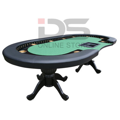 INO Design 94" Poker Table For Casino Game 10 Players Premium With Round Stud Rivet Decorate Chips Tray Cup Holders Waterproof Cloth, Red