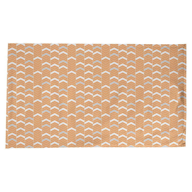 Rhonda Cheval Single Colour Lined Chevrons Tablecloth, Orange/Grey