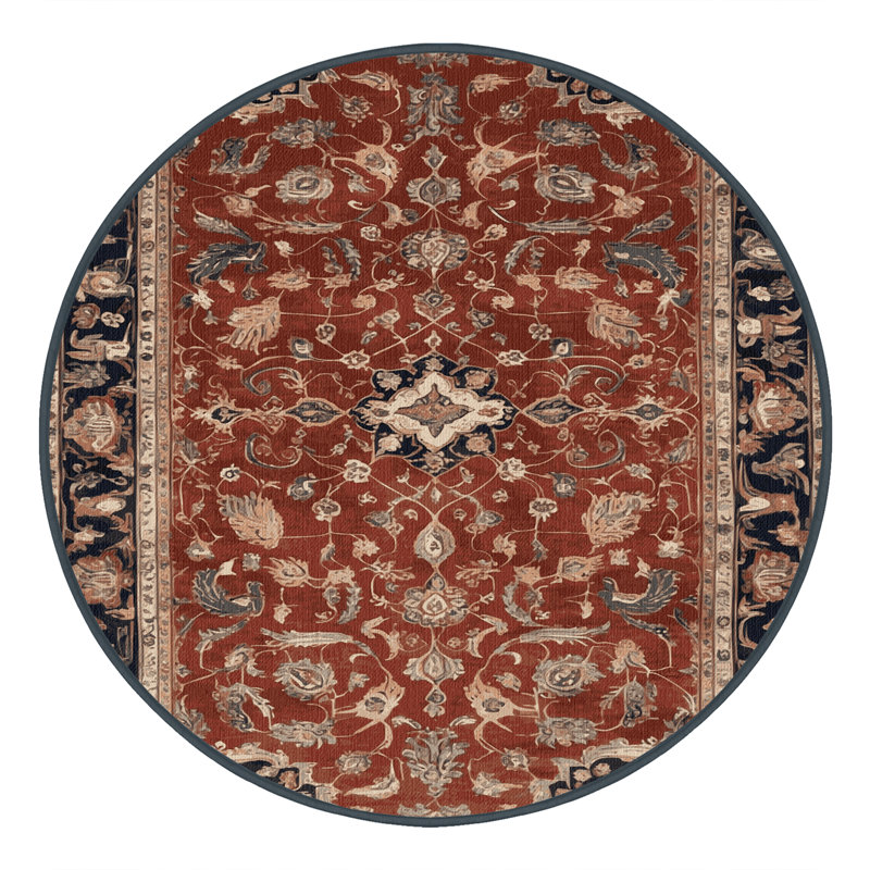 Machine Washable Persian Brown Area Rug, Round 6'