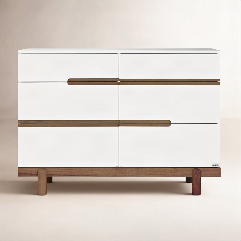 Bliss 6-Drawer Nursery Dresser, White/Walnut