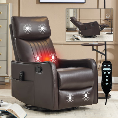Heat Massage Manual Recliner Chair With Rocker And Swivel by Latitude Run