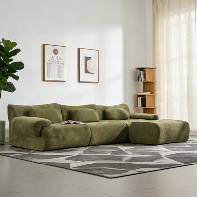 Canapé modulaire en chenille 3 + 1 - siège profond, ensemble modulaire rempli de compression