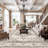 12x15 Living Room Area Rug: Oriental Large Neutral Bedroom Carpet Soft Distressed Floor Mat with Non-Slip Backing Indoor Thin Water-Resistant Dining Room Rug Farmhouse Home Decor(12x15 Beige)-75566752