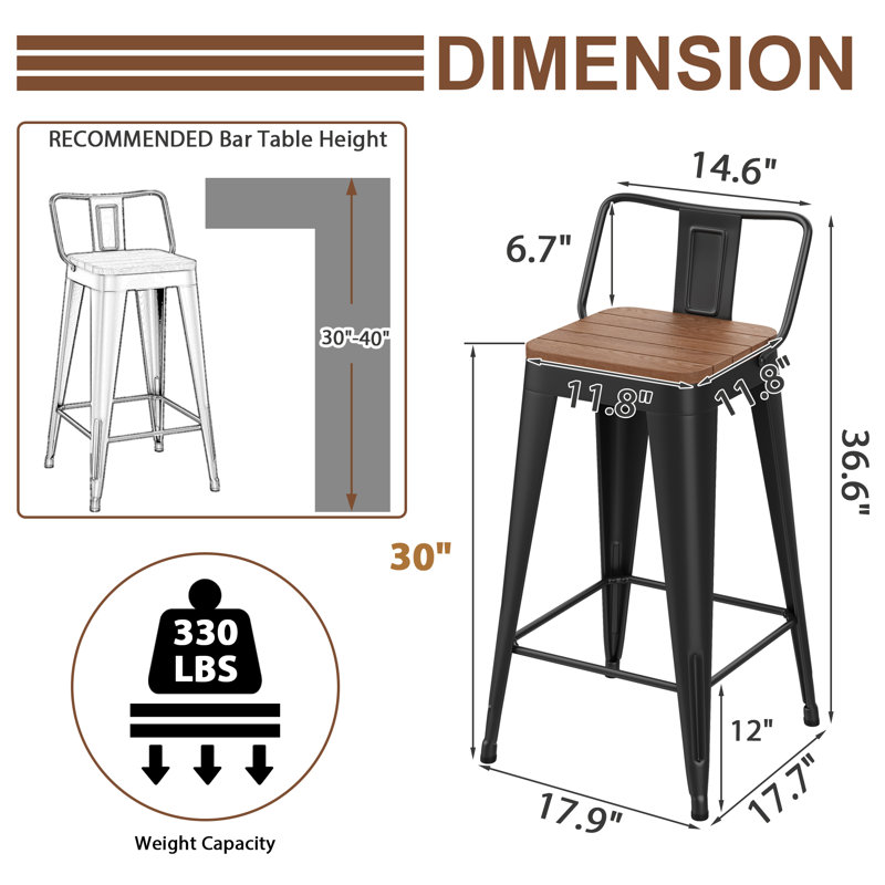 Tabouret d'extérieur en métal Kiamani , 30"