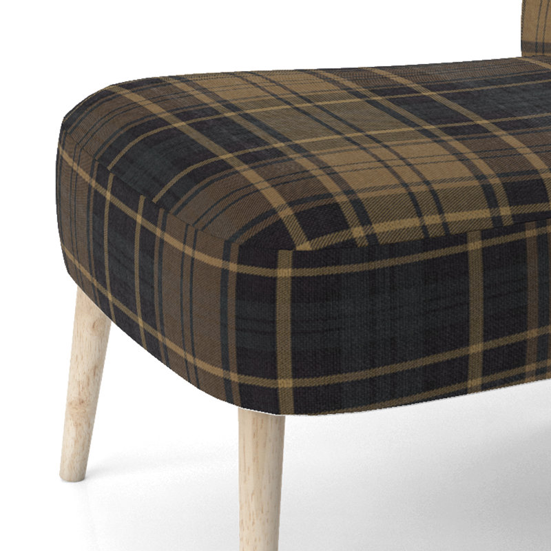 Chaise d'appoint rembourrée à motif tartan vert et orange, Brown/Black