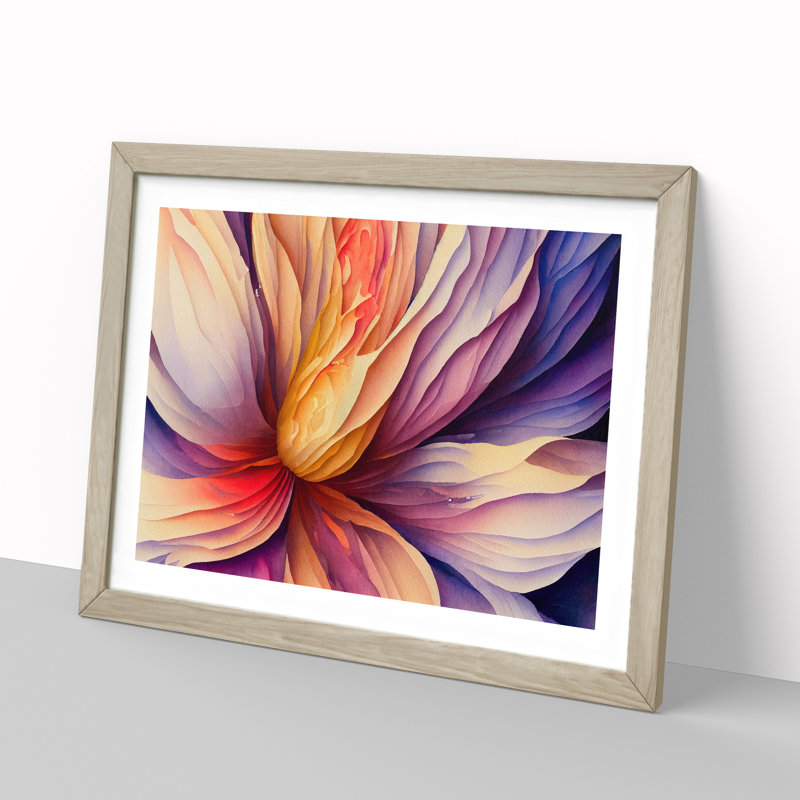 Sensational Flower Abstract - Framed Print, 25cm H x 34cm W x 2cm D, Oak 