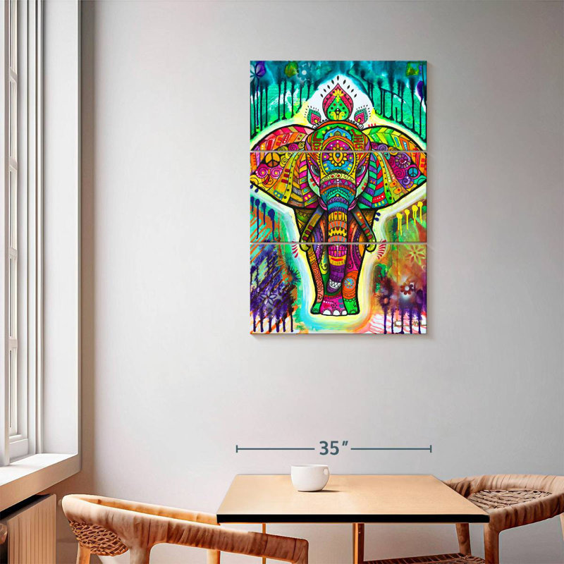 Brampt Rainbow Elephant II, 57" H x 36" W