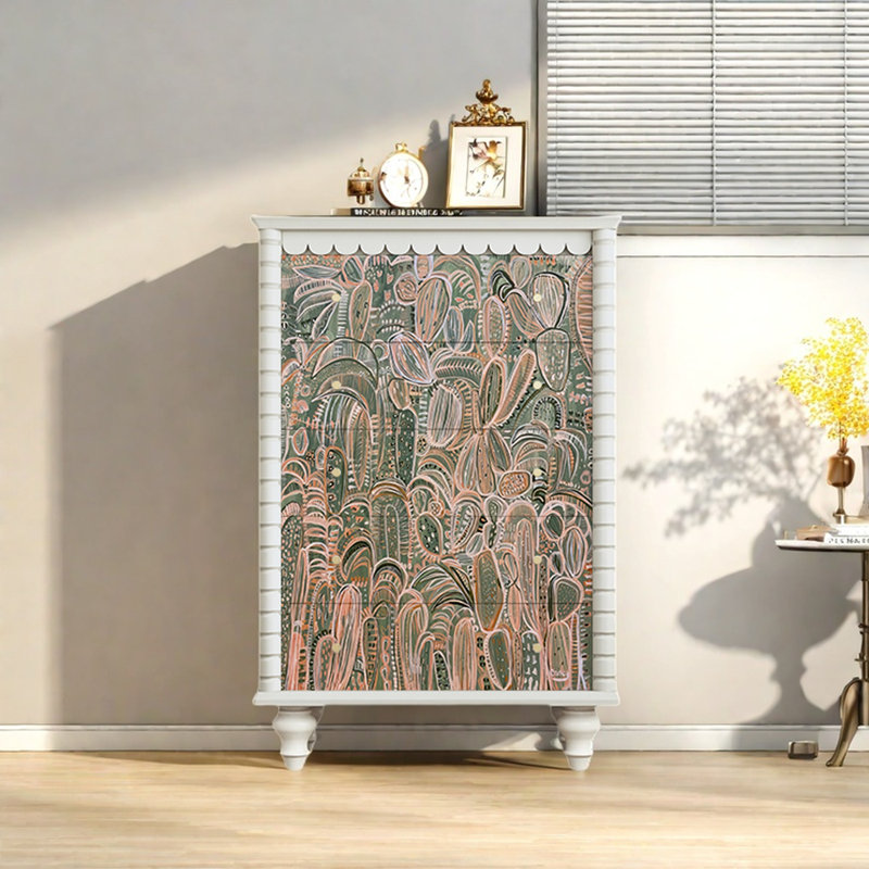 Commode d'appoint avec cinq tiroirs Retro, Blanc