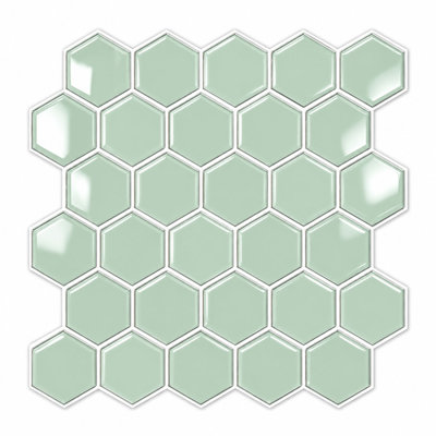 Hexagon 11.81 in. W x 11.81 in. L Peel and Stick Mosaic Tile