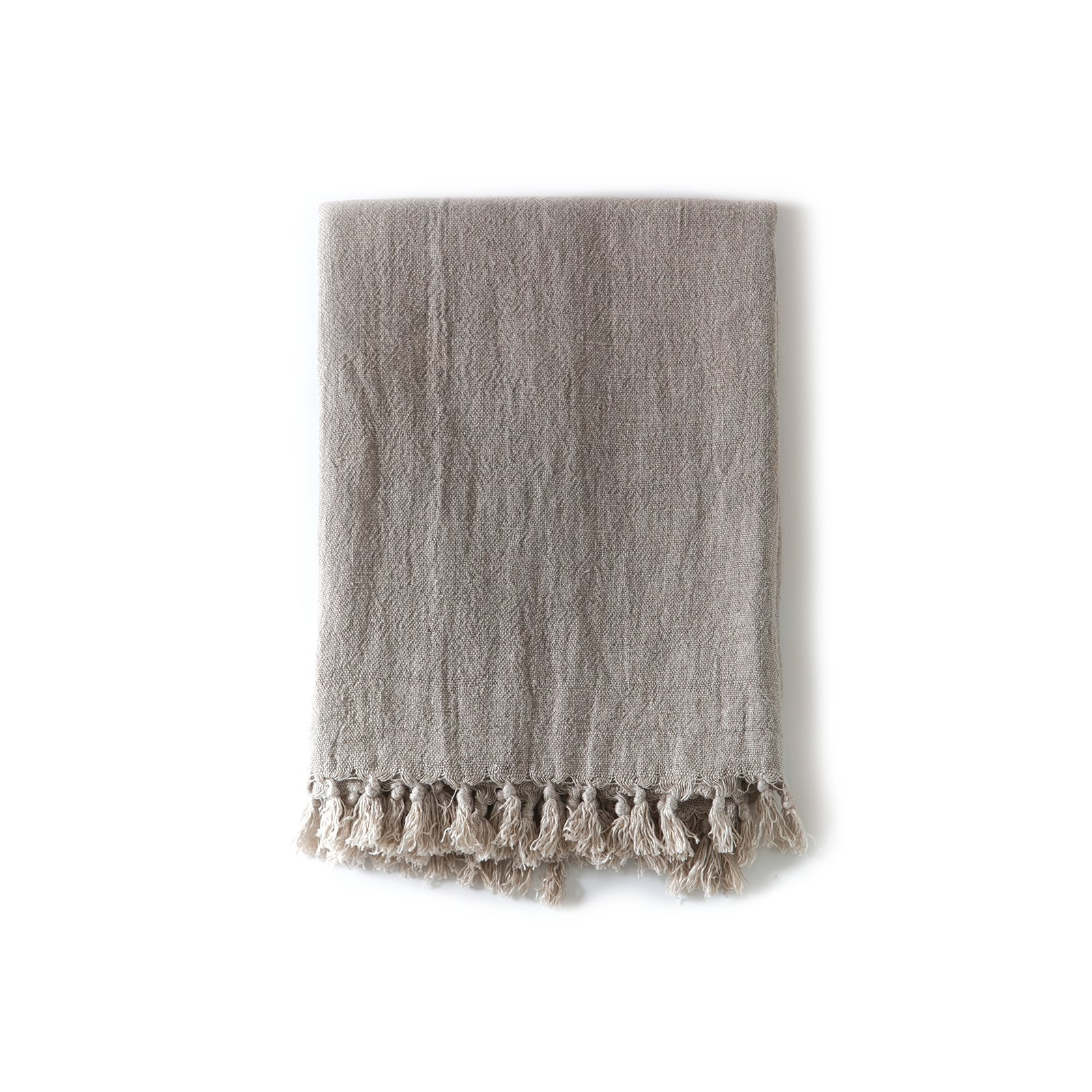 Montauk Linen Hand Woven Throw Blanket, Natural, 90" W x 90" L