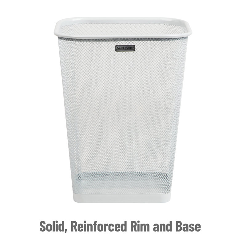 Mind Reader Mesh Trash Can, Waste Paper Basket, Square, Office, Metal Mesh, 9.75"L x 9.75"W x 12.25"H, Set of 2, Silver