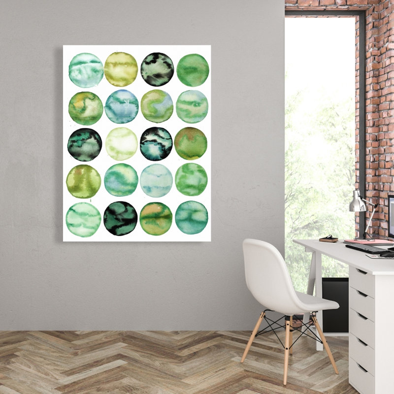 Cercles verts - art abstrait sur toile pour la décoration de bureau