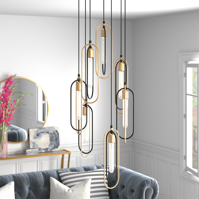Keshawn 7 - Light Black/Gold Cluster Pendant