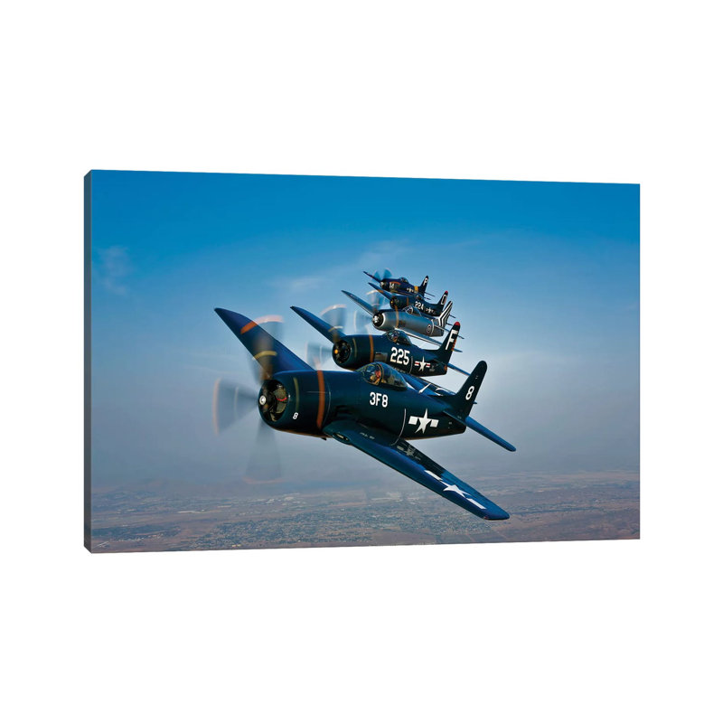 Five Grumman F8F Bearcats In Formation by Scott Germain - Wrapped Canvas Gallery-Wrapped Canvas Giclée
