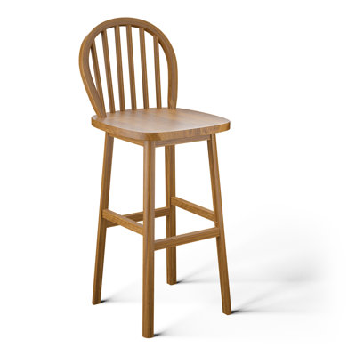 Dolmen Rubberwood Solid Wood Bar Stool with Solid Wood Frame