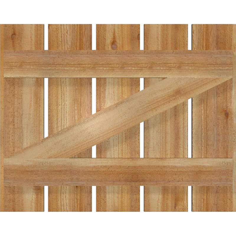 Volets espacés de 5 3/8 po avec barre en Z, cèdre rouge de l'Ouest TimberCraft (par paire), 28 7/8 po, 23 po