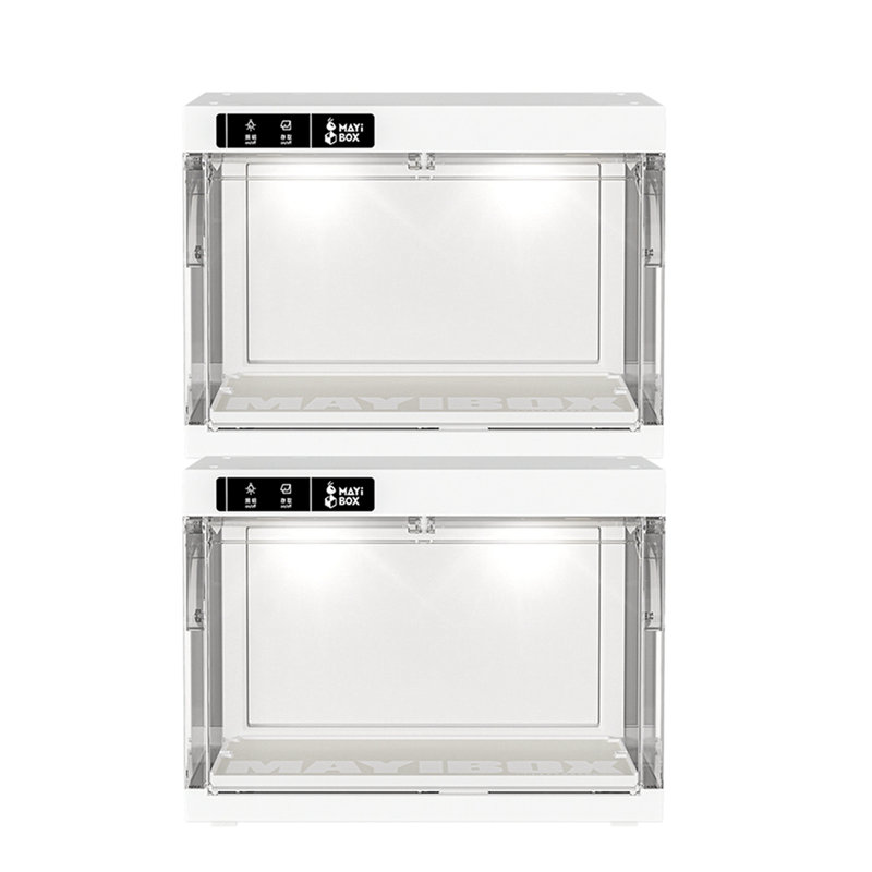 Smart LED Shoe Boxes Sneaker Display Case, Auto Clear Shoe Storage Boxes With LED Lights, Clear Plastic Stackable Shoe Storage Organizer For Sneaker, Figures (2 Pack)