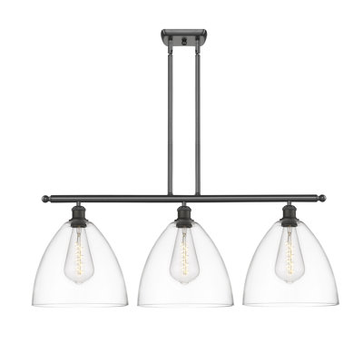 Luminaire suspendu linéaire à 3 lumières pour îlot de cuisine Alizia