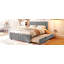 Grand lit plateforme tapissier en velours avec lit gigogne simple TG-415388525